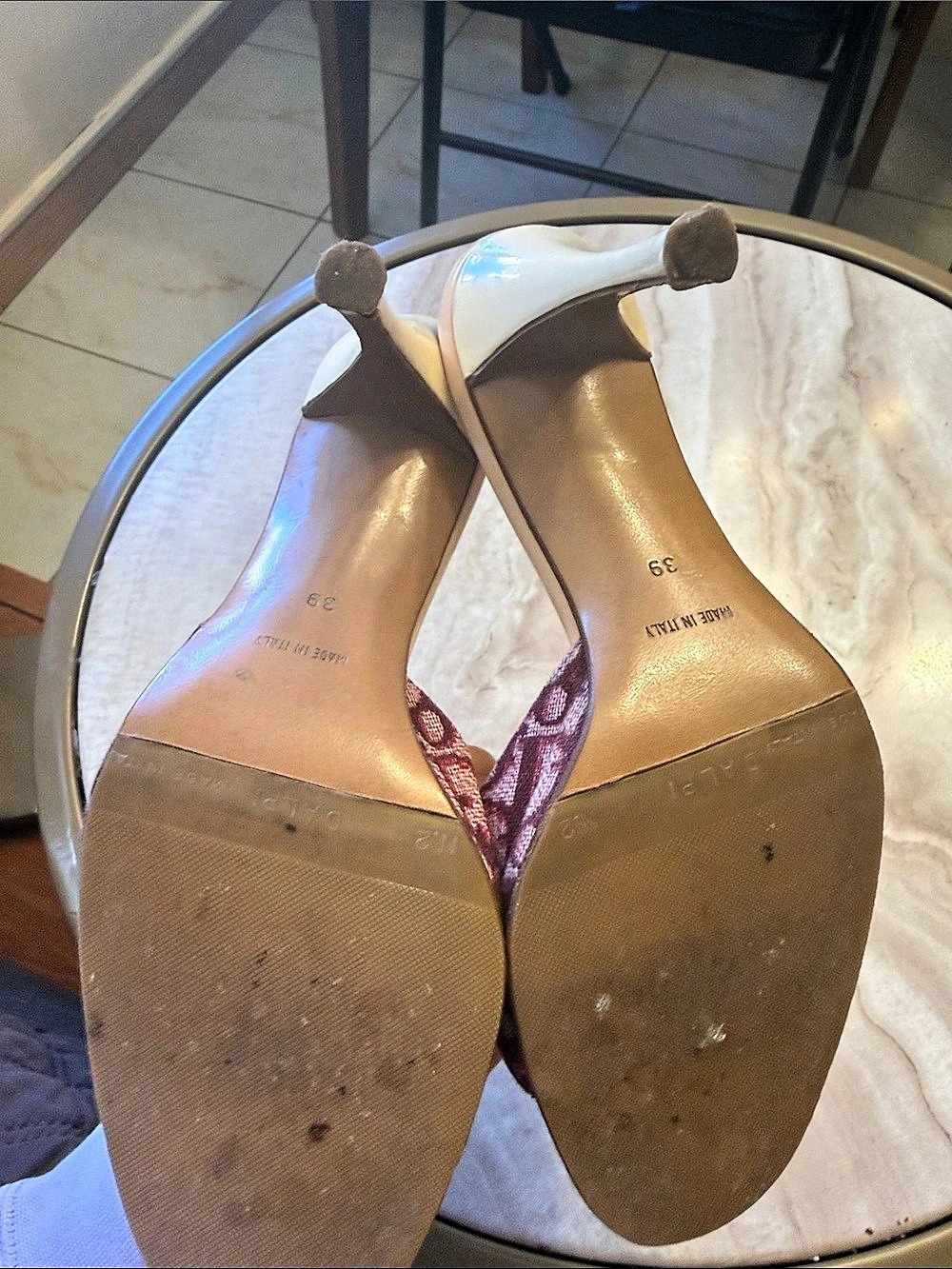 Dior by John Galliano Trotter Padlock & Key Mule Sandals Heels pink, and burgund - Picture 5 of 6